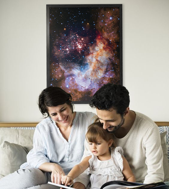 Picture of our Hubble 25th anniversary print, to show space-themed gifts and home décor ideas.
